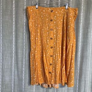 Torrid Mustard Floral Button-Front Skirt